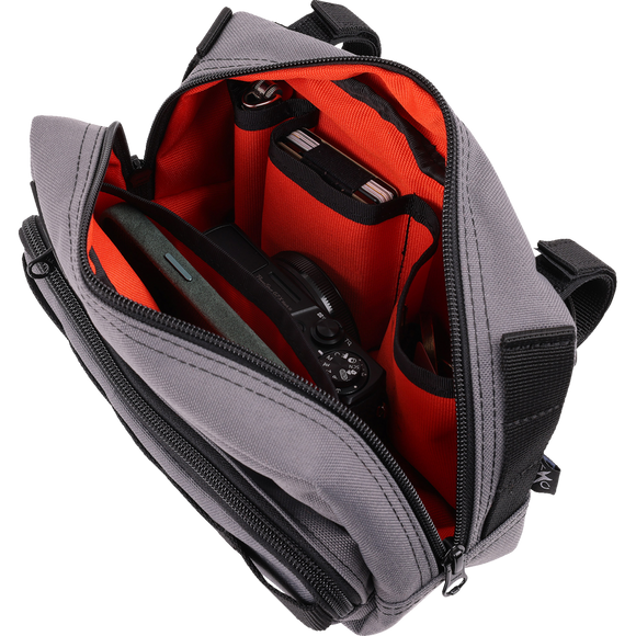 Thrashin Supply Co. Handlebar Bag Plus expanded storage in ballistic nylon with microfiber eyewear pocket mounted to Harley-Davidson handlebars