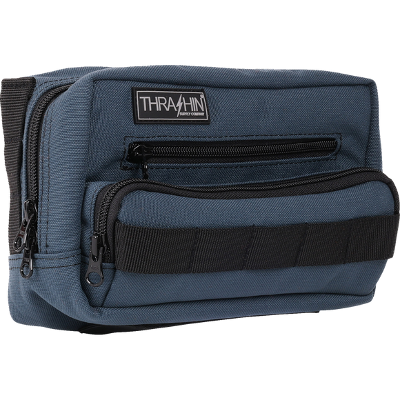 Thrashin Supply Co. Handlebar Bag Plus expanded storage in ballistic nylon with microfiber eyewear pocket mounted to Harley-Davidson handlebars