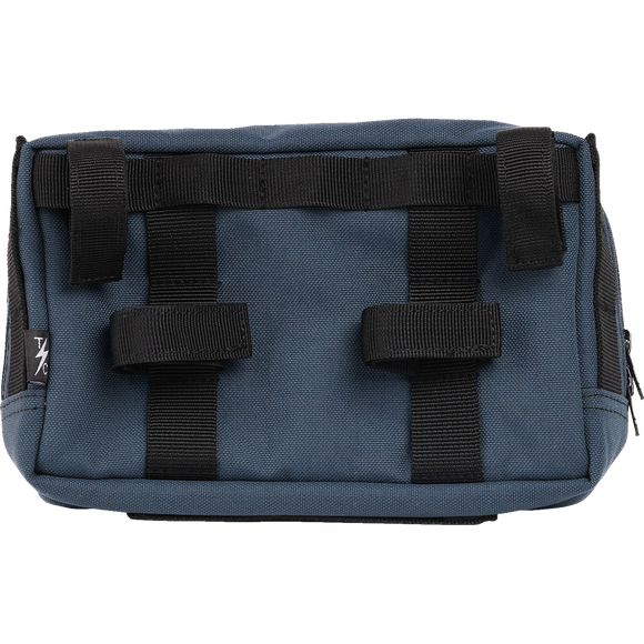 Thrashin Supply Co. Handlebar Bag Plus expanded storage in ballistic nylon with microfiber eyewear pocket mounted to Harley-Davidson handlebars