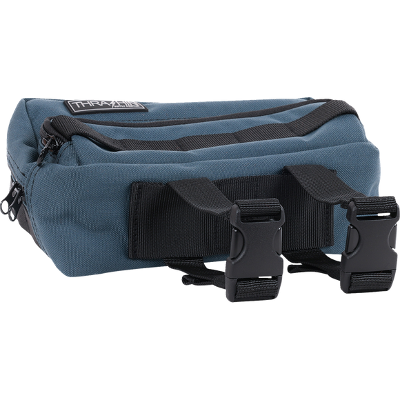 Thrashin Supply Co. Handlebar Bag Plus expanded storage in ballistic nylon with microfiber eyewear pocket mounted to Harley-Davidson handlebars