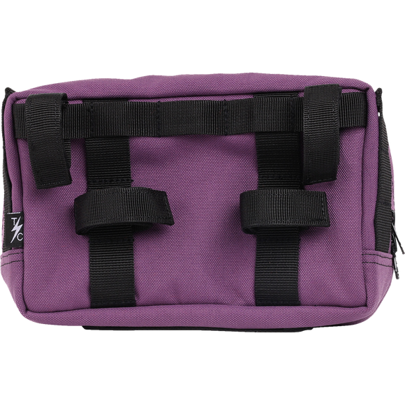 Thrashin Supply Co. Handlebar Bag Plus expanded storage in ballistic nylon with microfiber eyewear pocket mounted to Harley-Davidson handlebars