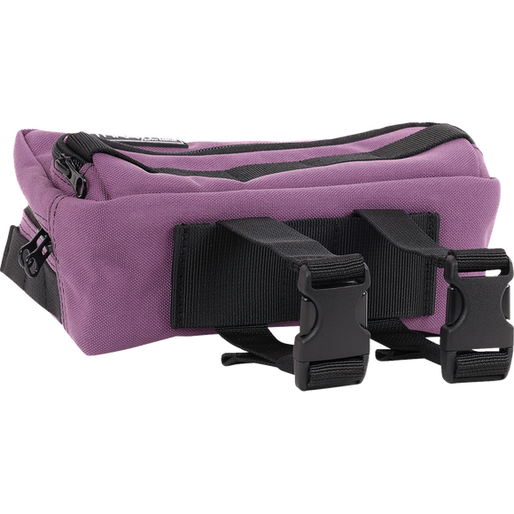 Thrashin Supply Co. Handlebar Bag Plus expanded storage in ballistic nylon with microfiber eyewear pocket mounted to Harley-Davidson handlebars