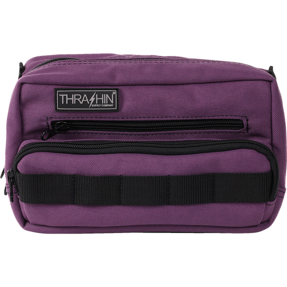 Thrashin Supply Co. Handlebar Bag Plus expanded storage in ballistic nylon with microfiber eyewear pocket mounted to Harley-Davidson handlebars