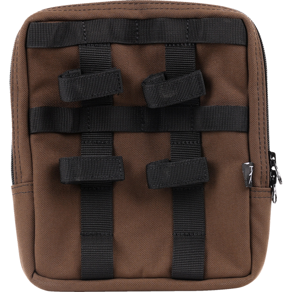 Thrashin Supply Co. Slim Handlebar Bag in black ballistic nylon mounted between fairing and gas tank on Harley-Davidson