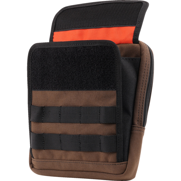 Thrashin Supply Co. Slim Handlebar Bag in black ballistic nylon mounted between fairing and gas tank on Harley-Davidson