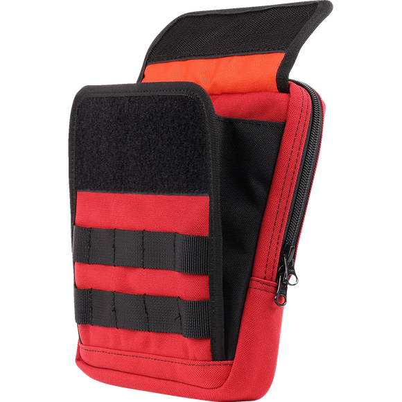 Thrashin Supply Co. Slim Handlebar Bag in black ballistic nylon mounted between fairing and gas tank on Harley-Davidson