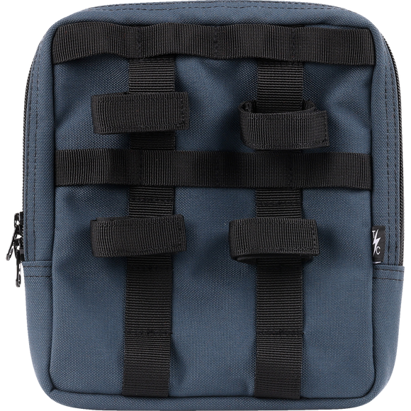 Thrashin Supply Co. Slim Handlebar Bag in black ballistic nylon mounted between fairing and gas tank on Harley-Davidson