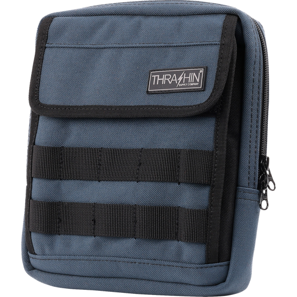 Thrashin Supply Co. Slim Handlebar Bag in black ballistic nylon mounted between fairing and gas tank on Harley-Davidson