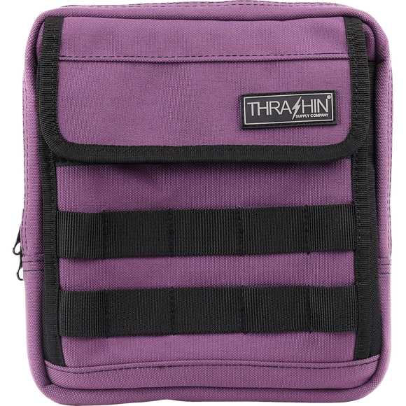 Thrashin Supply Co. Slim Handlebar Bag in black ballistic nylon mounted between fairing and gas tank on Harley-Davidson