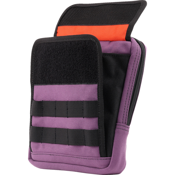 Thrashin Supply Co. Slim Handlebar Bag in black ballistic nylon mounted between fairing and gas tank on Harley-Davidson