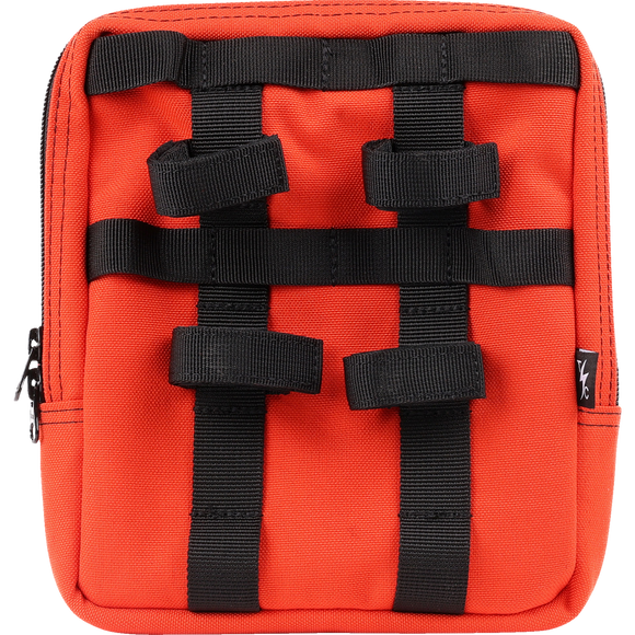Thrashin Supply Co. Slim Handlebar Bag in black ballistic nylon mounted between fairing and gas tank on Harley-Davidson