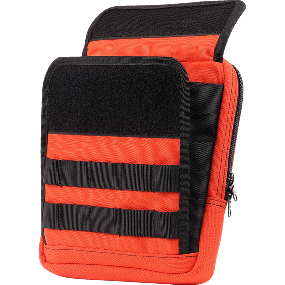 Thrashin Supply Co. Slim Handlebar Bag in black ballistic nylon mounted between fairing and gas tank on Harley-Davidson