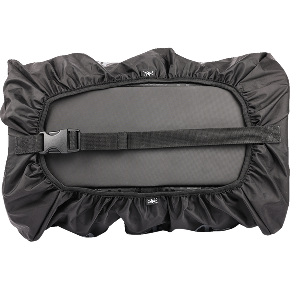 Thrashin Supply Co. Passenger Bag in black ballistic nylon with expandable dual-zipper design and hi-viz orange interior