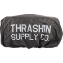 Thrashin Supply Co. Passenger Bag in black ballistic nylon with expandable dual-zipper design and hi-viz orange interior