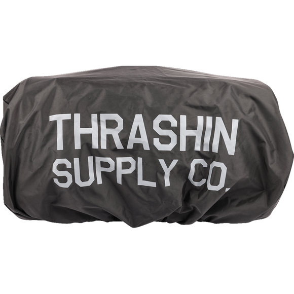 Thrashin Supply Co. Passenger Bag in black ballistic nylon with expandable dual-zipper design and hi-viz orange interior