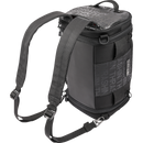Thrashin Supply Co. Passenger Bag in black ballistic nylon with expandable dual-zipper design and hi-viz orange interior