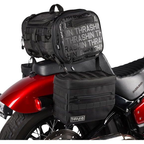 Thrashin Supply Co. Molle Strap Kit in black for MOLLE-compatible motorcycle luggage mounting