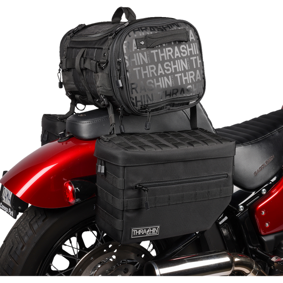 Thrashin Supply Co. Molle Strap Kit in black for MOLLE-compatible motorcycle luggage mounting
