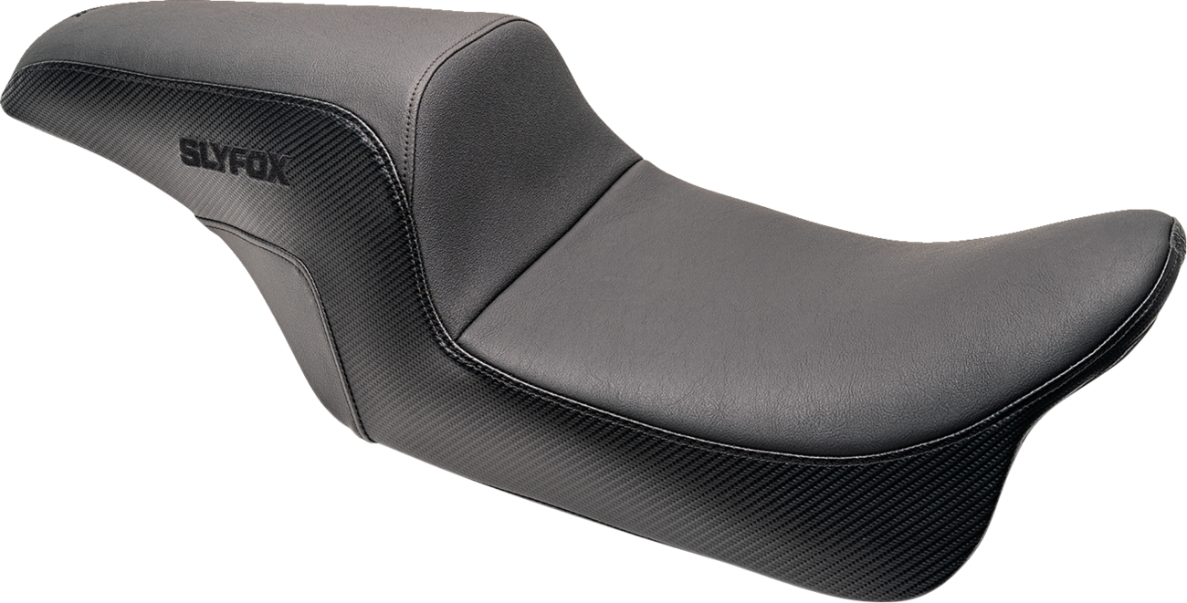 SLYFOX Drifter Seat - Black Logo - Smooth Vinyl - Carbon Fiber - Dyna '06-'17 SlyFox4682A
