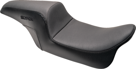 SLYFOX Drifter Seat - Black Logo - Smooth Vinyl - Carbon Fiber - Dyna '06-'17 SlyFox4682A