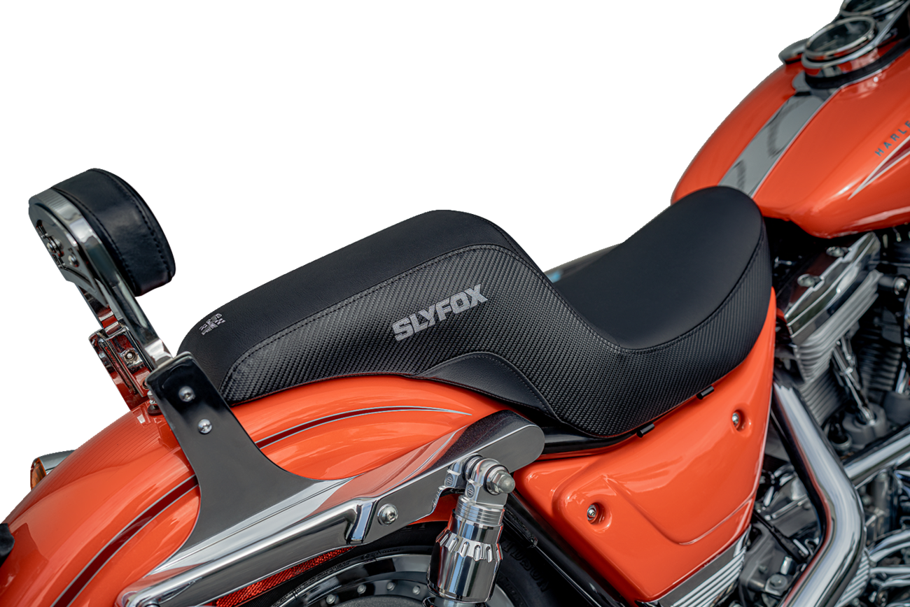 SLYFOX Drifter Seat - Gray Logo - Black Vinyl - Smooth - FXR '82-'00 SlyFox4681B