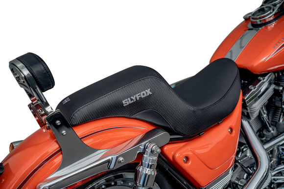 SLYFOX Drifter Seat - Gray Logo - Black Vinyl - Smooth - FXR '82-'00 SlyFox4681B