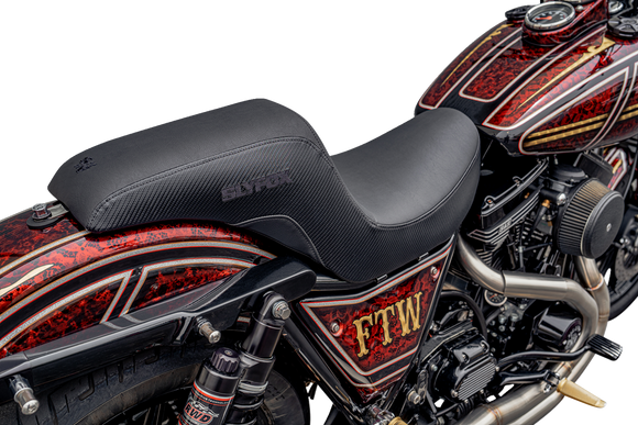 SLYFOX Drifter Seat - Black Logo - Black Vinyl - Smooth - FXR '82-'00 SlyFox4681A