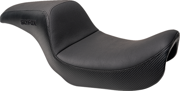 SLYFOX Drifter Seat - Black Logo - Black Vinyl w/ Slipstop - Carbon Fiber - Dyna '96-'03 4683A-slyfox