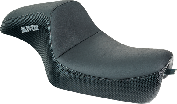 SLYFOX Drifter Seat - Gray Logo - Black Vinyl w/ Slipstop - Carbon Fiber - XL '04-'22 4684B-slyfox