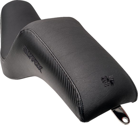 SLYFOX Drifter Seat - Black Logo - Black Vinyl w/ Slipstop - Carbon Fiber - Dyna '96-'03 4683A-slyfox