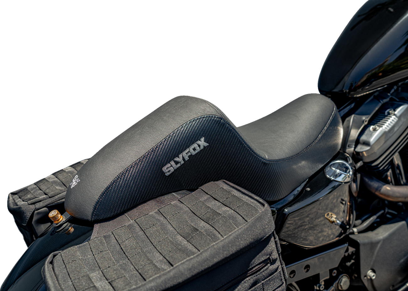 SLYFOX Drifter Seat - Gray Logo - Black Vinyl w/ Slipstop - Carbon Fiber - XL '04-'22 4684B-slyfox