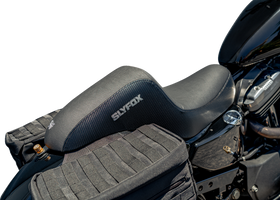 SLYFOX Drifter Seat - Gray Logo - Black Vinyl w/ Slipstop - Carbon Fiber - XL '04-'22 4684B-slyfox