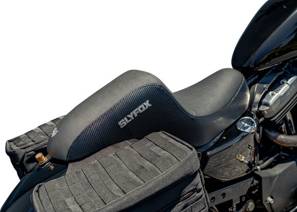 SLYFOX Drifter Seat - Gray Logo - Black Vinyl w/ Slipstop - Carbon Fiber - XL '04-'22 4684B-slyfox