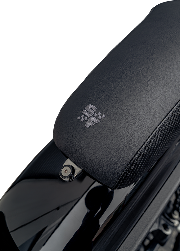 SLYFOX Drifter Seat - Gray Logo - Black Vinyl w/ Slipstop - Carbon Fiber - Dyna '96-'03 4883B-slyfox