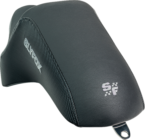 SLYFOX Drifter Seat - Gray Logo - Black Vinyl w/ Slipstop - Carbon Fiber - XL '04-'22 4684B-slyfox