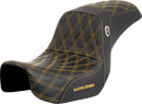 SADDLEMEN Pro Series SDC Performance Seat - Carbon Fiber/Lumbar Gripper - Gold Stitch - Dyna '06-'17 SC80604GOL