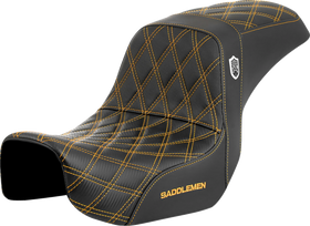 SADDLEMEN Pro Series SDC Performance Seat - Carbon Fiber/Lumbar Gripper - Gold Stitch - Dyna '06-'17 SC80604GOL