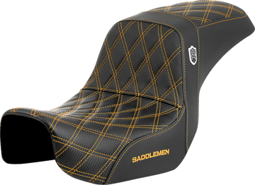 SADDLEMEN Pro Series SDC Performance Seat - Carbon Fiber/Lumbar Gripper - Gold Stitch - Dyna '06-'17 SC80604GOL