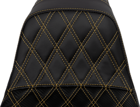 SADDLEMEN Pro Series SDC Performance Seat - Carbon Fiber/Lumbar Gripper - Gold Stitch - Dyna '06-'17 SC80604GOL
