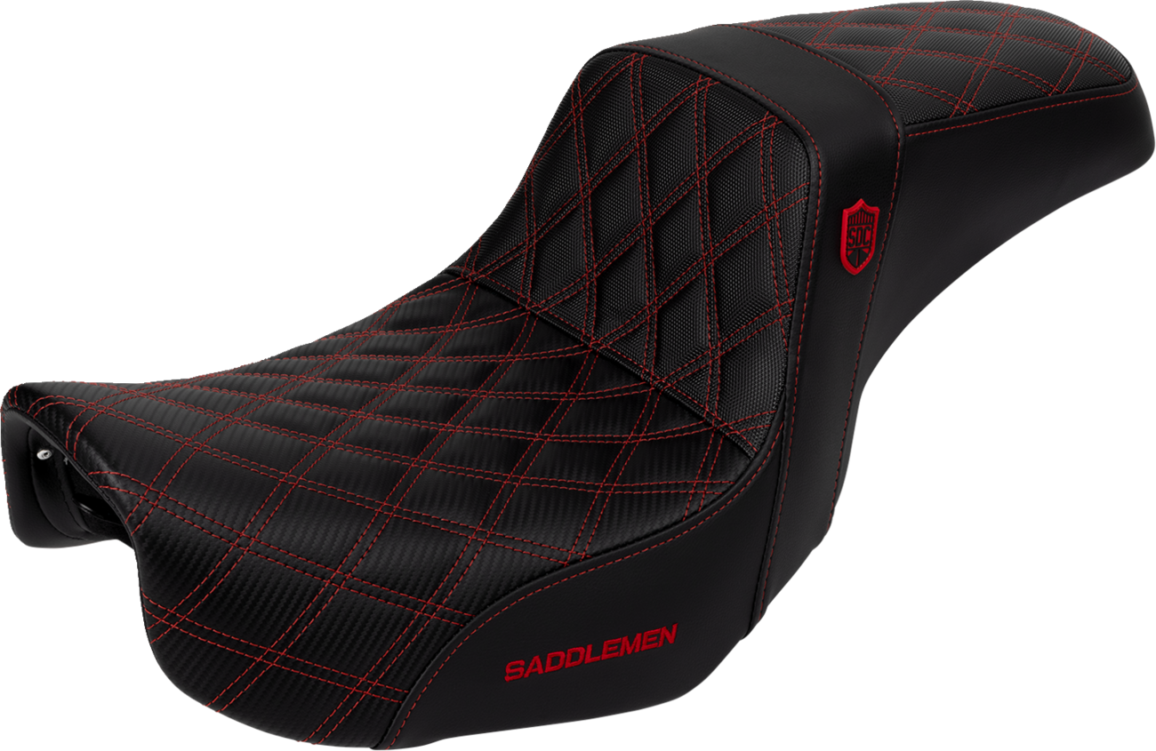 SADDLEMEN Pro Series SDC Performance Seat - Carbon Fiber/Lumbar Gripper - Red Stitch - Dyna '06-'17 SC80604RED