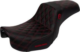 SADDLEMEN Pro Series SDC Performance Seat - Carbon Fiber/Lumbar Gripper - Red Stitch - Dyna '06-'17 SC80604RED