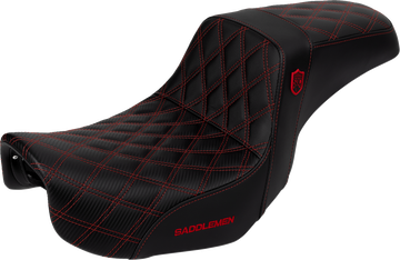 SADDLEMEN Pro Series SDC Performance Seat - Carbon Fiber/Lumbar Gripper - Red Stitch - Dyna '06-'17 SC80604RED