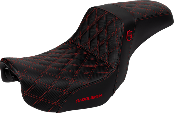 SADDLEMEN Pro Series SDC Performance Seat - Carbon Fiber/Lumbar Gripper - Red Stitch - Dyna '06-'17 SC80604RED