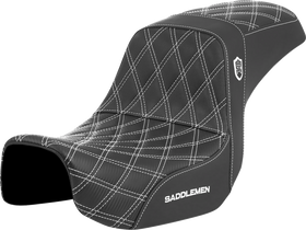 SADDLEMEN Pro Series SDC Performance Seat - Carbon Fiber/Lumbar Gripper - White Stitch - Dyna '06-'17 SC80604WHI