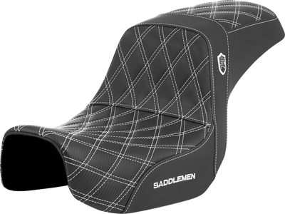 SADDLEMEN Pro Series SDC Performance Seat - Carbon Fiber/Lumbar Gripper - White Stitch - Dyna '06-'17 SC80604WHI