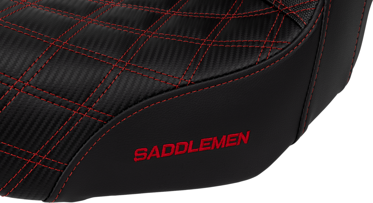 SADDLEMEN Pro Series SDC Performance Seat - Carbon Fiber/Lumbar Gripper - Red Stitch - Dyna '06-'17 SC80604RED