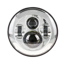 7-inch round LED motorcycle headlight with chrome halo ring