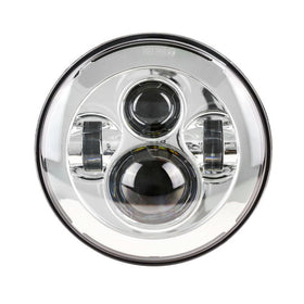 7-inch round LED motorcycle headlight with chrome halo ring