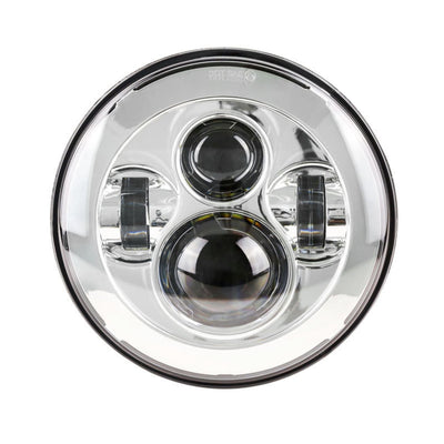 7-inch round LED motorcycle headlight with chrome halo ring