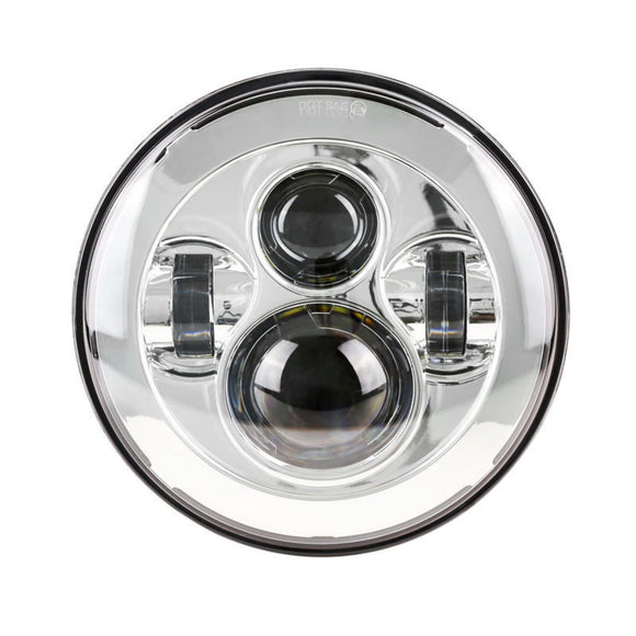7-inch round LED motorcycle headlight with chrome halo ring